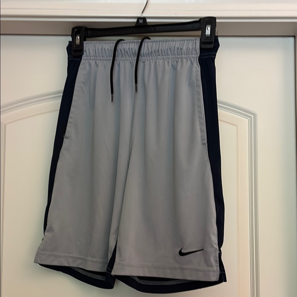Nike Gray and Black Athletic Shorts with Elastic Waistband